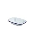 Picture of Enamel Rect. Pie Dish White & Blue 18cm