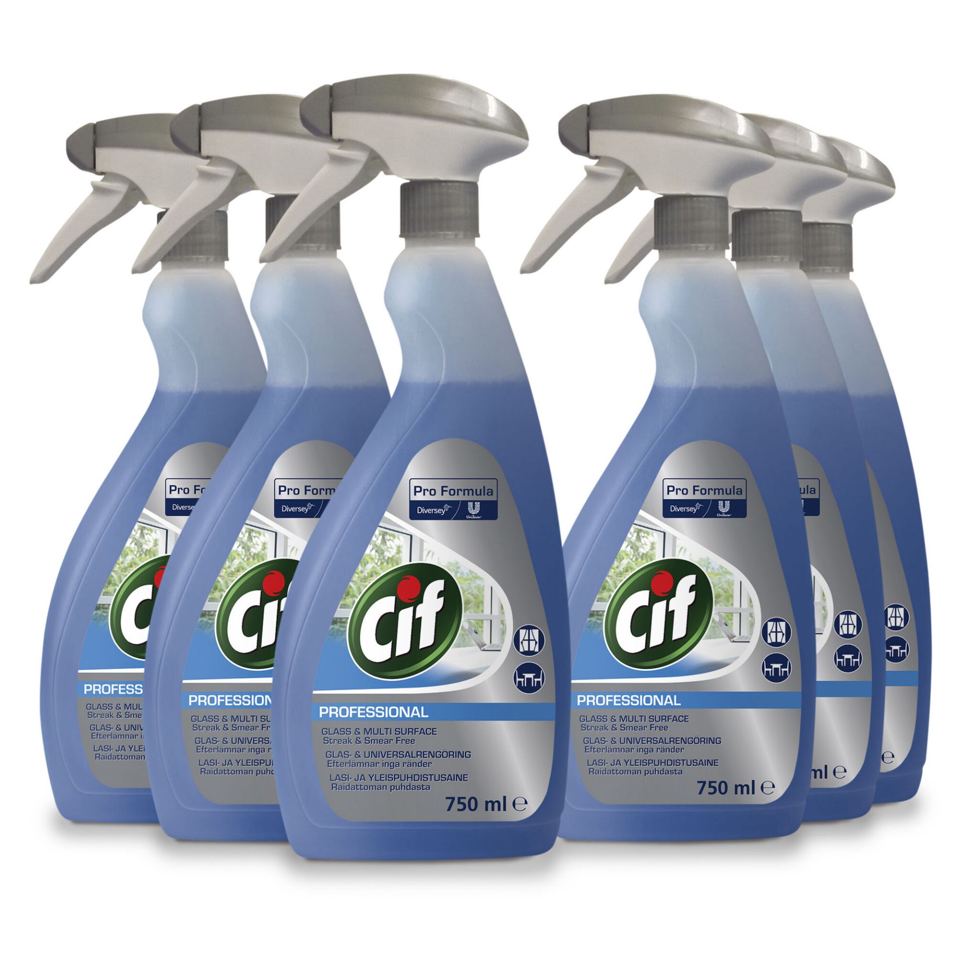 Picture of Cif Pro Formula Glass & Multi Surface Cleaner 6x0.75L - Glass, window and non porous surface cleaner 