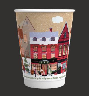 Picture of Christmas Cup, 12oz Kraft with Christmas Design, 500pk.