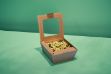 Picture of Bioflute Kraft salad and food box, with window display. Small size 26oz, 740ml. 450 per case.