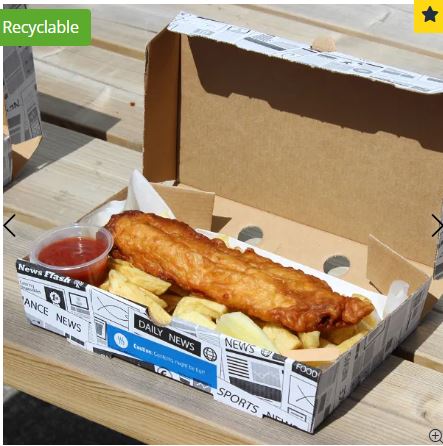 Picture of Small Fish & Chip Biodegradable Corrugated Box 100's  - 25.5cm x 15cm x 5.1cm