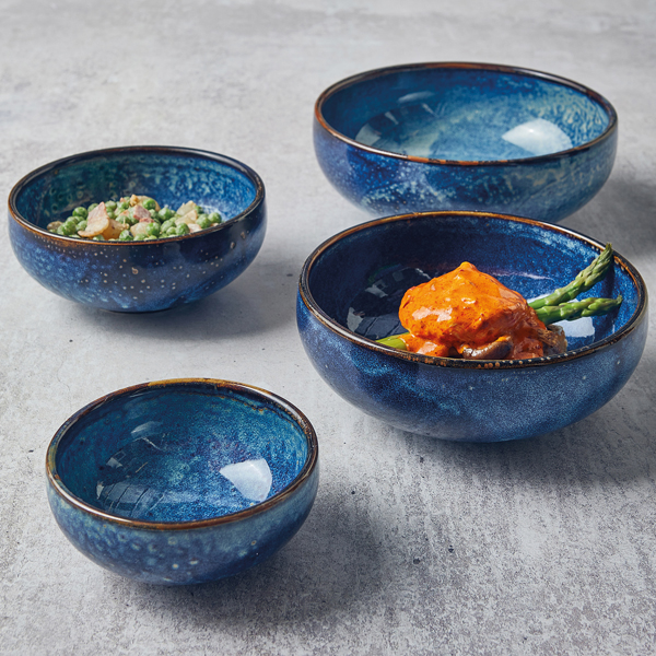 Picture of Terra Porcelain Aqua Blue Belly Bowl 17cm 17 x 6.6cm (Dia x H) - 95cl/33oz