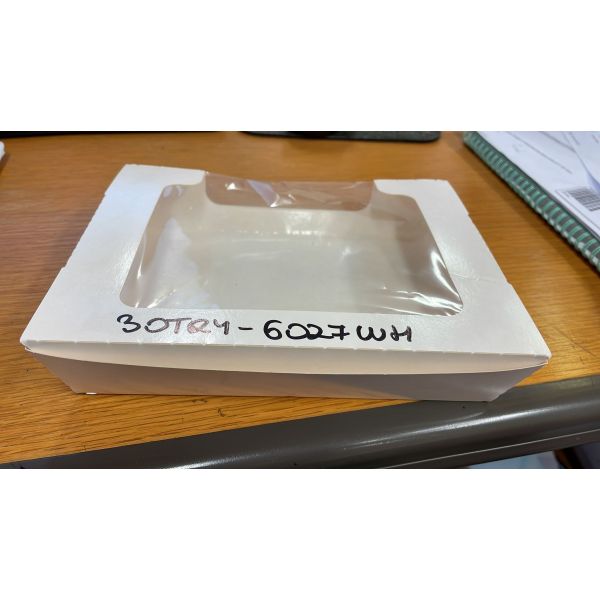 Picture of White Large Short Life Food salad Tray with window 360pk  19x14x4cm 36oz