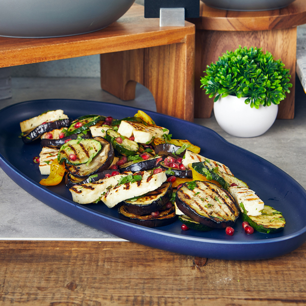 Picture of Denim Blue Copenhagen Oval Melamine Dish 55 x 27.5cm 550 x 275 x 35mm (L x W x H)