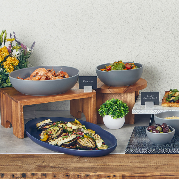 Picture of Denim Blue Copenhagen Oval Melamine Dish 55 x 27.5cm 550 x 275 x 35mm (L x W x H)